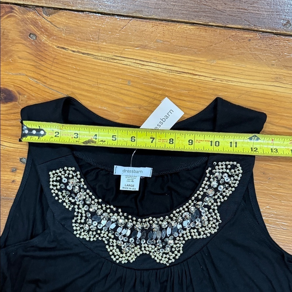 Dress Barn Black sleeveless Tank with Beaded Detail NWT size large Y2K - Picture 6 of 8